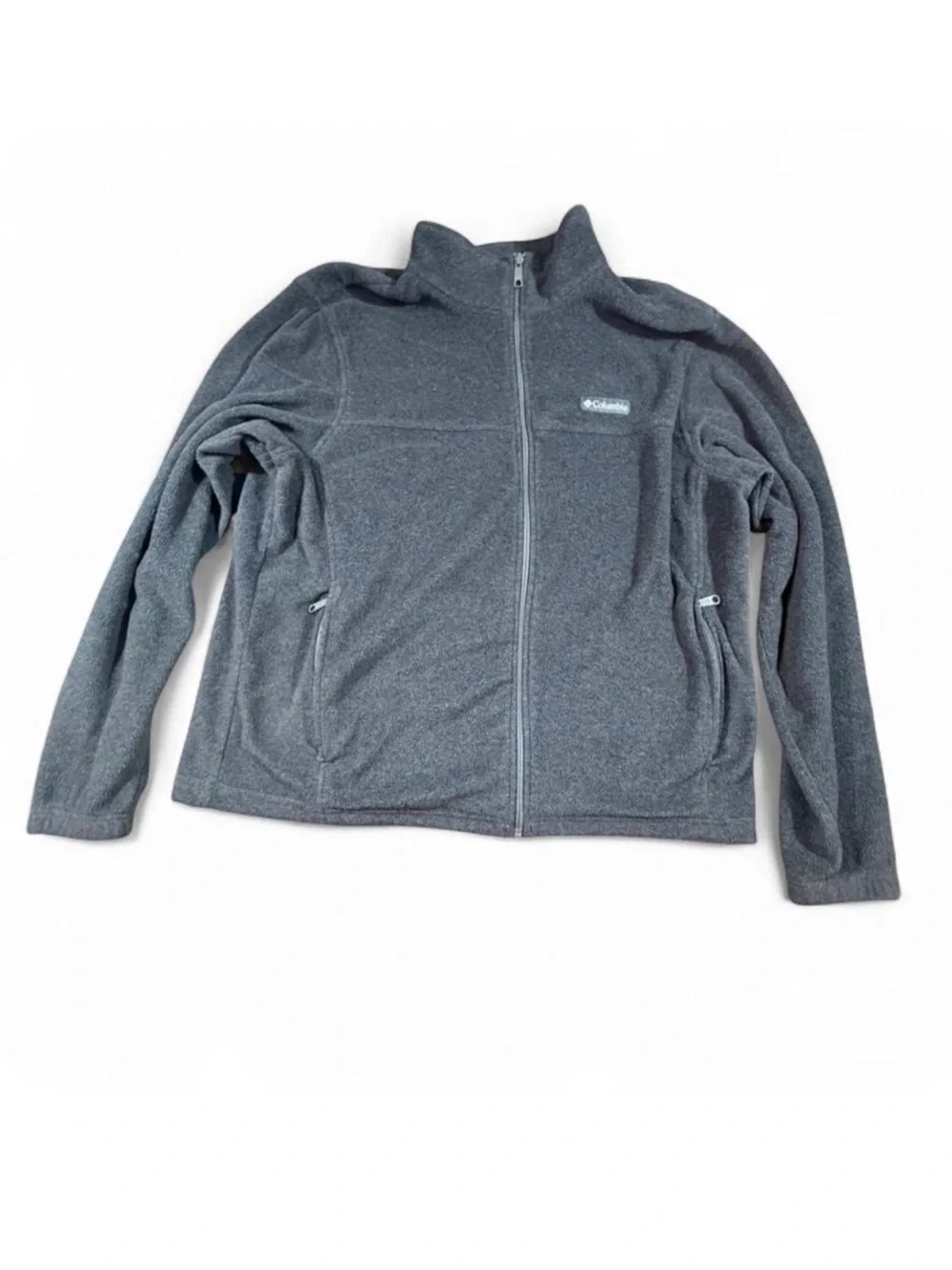 Columbia Gray Full Zip Fleece Jacket XL Outdoor Cozy Layer